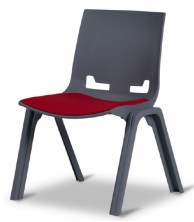 Euro 4 Leg Visitor Chair. Anthracite. Shows Fabric Seat Pad Option